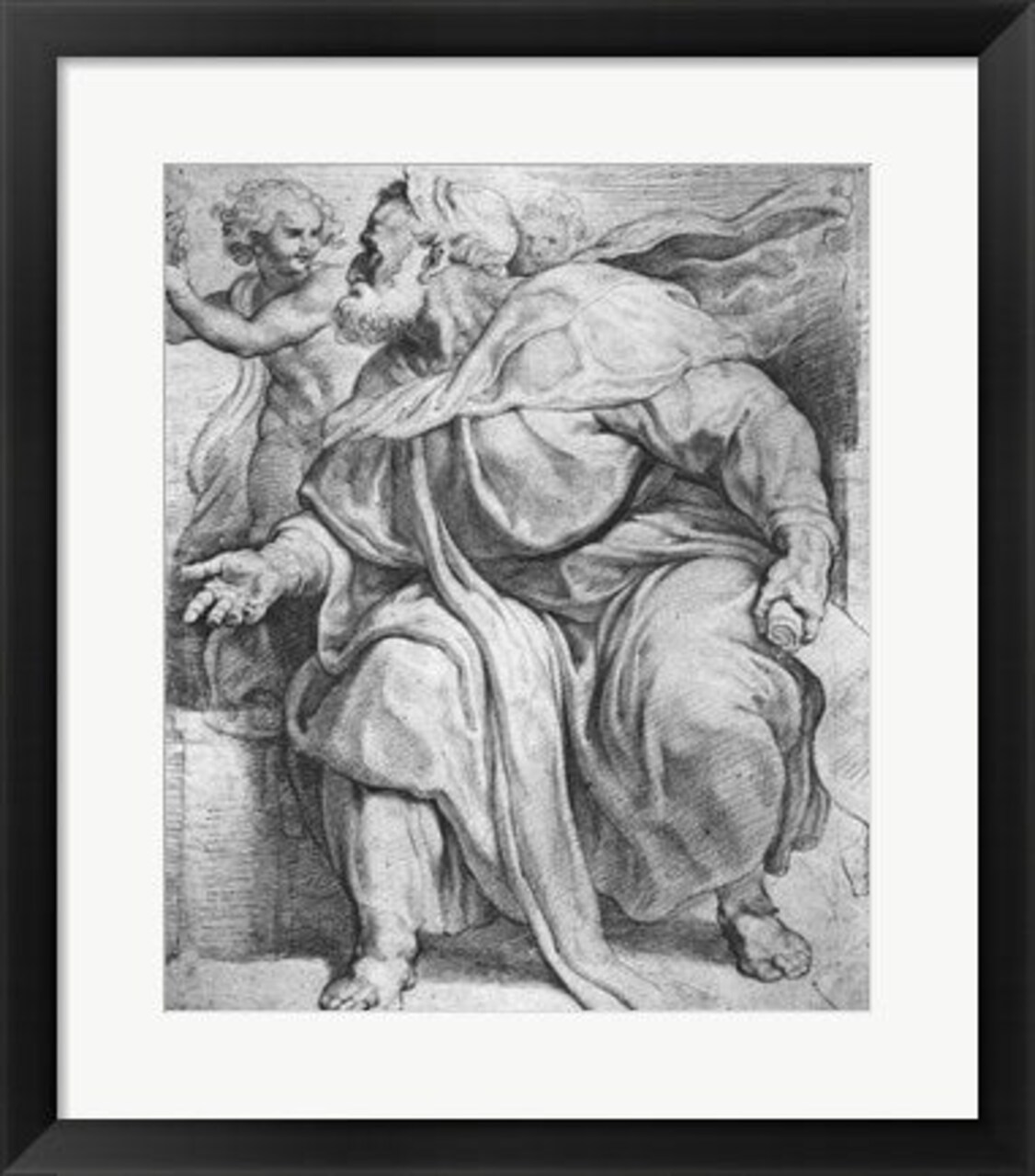 Framed Art The Prophet Ezekiel, after Michangelo Buonarroti by Peter Paul Rubens Wall Decor 18x24 Artwork